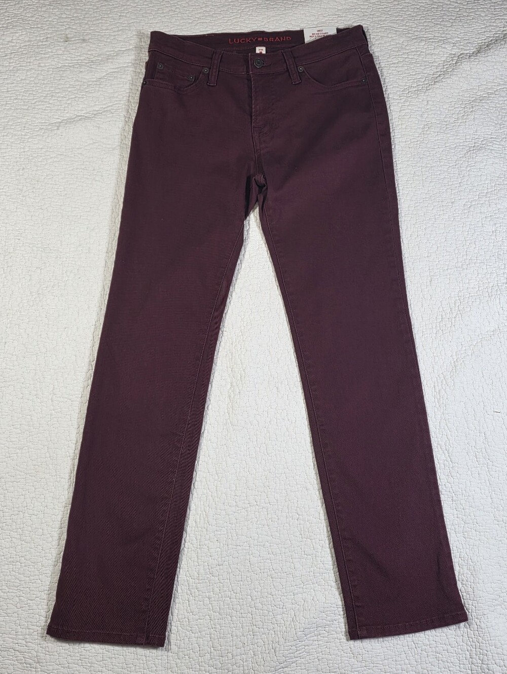 NWT Lucky Brand Sweet Mid Rise Burgundy Straight Leg Jeans